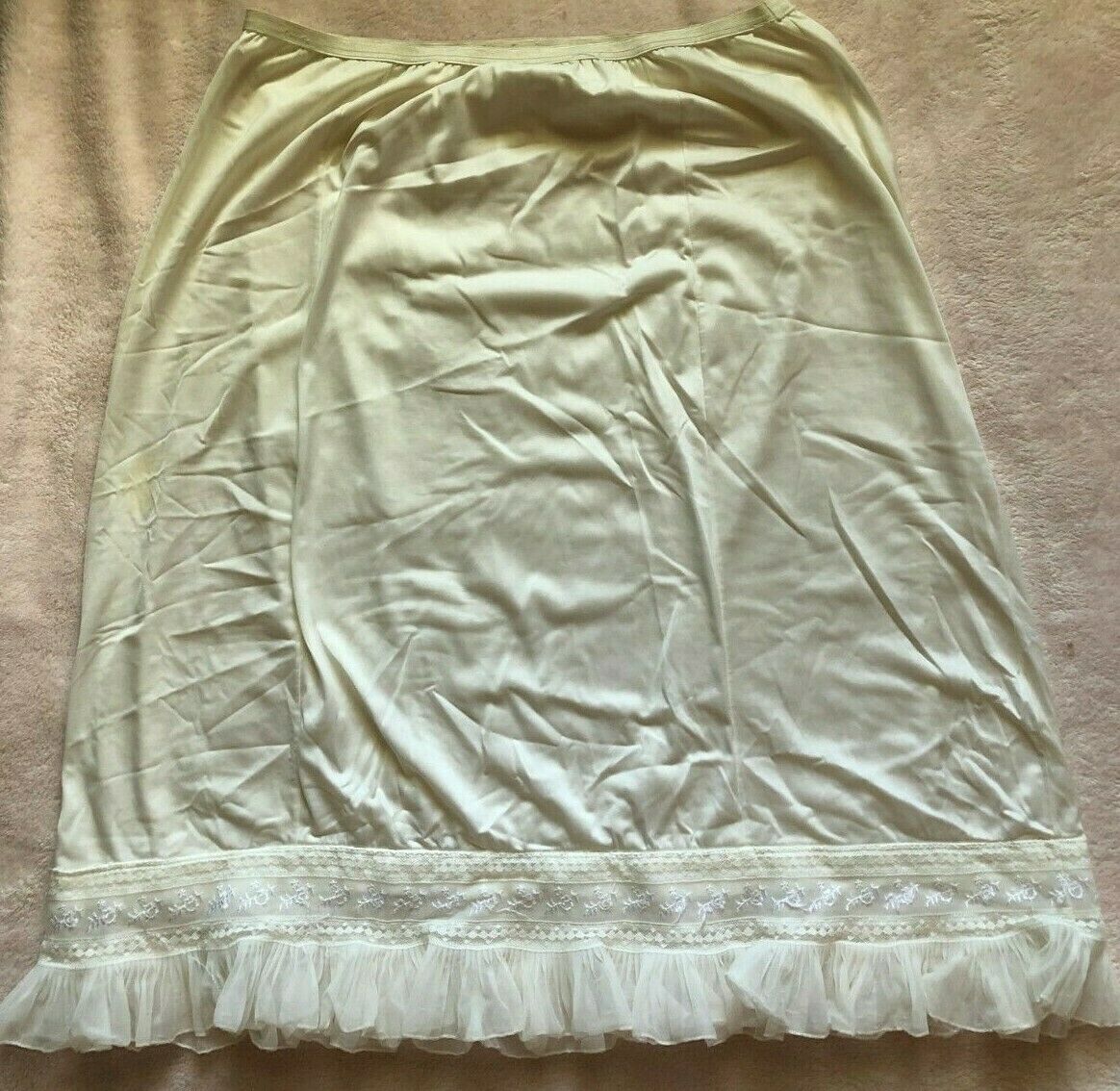 Vintage Petticoat Half Slip White with Ruffled Hem