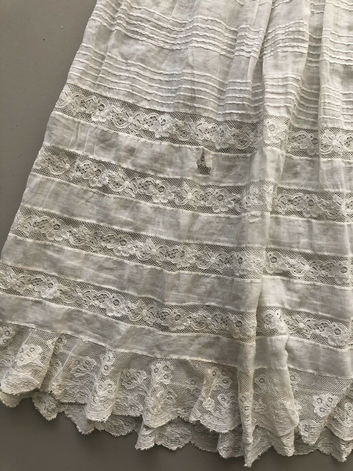 Antique Victorian Edwardian Cotton and Lace Petticoat